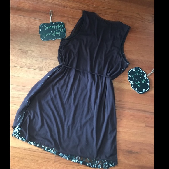 Sleeveless Dark Purple Sequin Vera Wang Dress - Picture 6 of 10